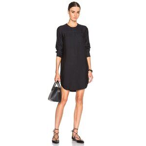 JAMES PERSE Black Sanded Satin Long Sleeve Tunic Dress, Size 0/XS